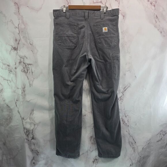 Carhartt Pants Mens 36 X 32 Gray Canvas Straight Relaxed Fit Jeans Duck - Picture 1 of 13